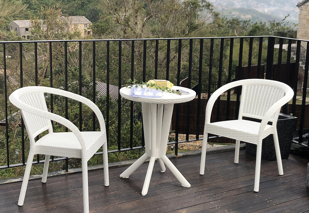 3-Piece Garden Patio Cafe Bistro Rattan  Tables And Chairs Outdoor