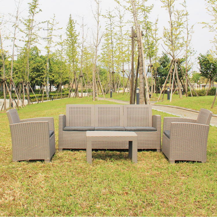 Outdoor Grey Rattan Furniture Plastic Modern Luxury Garden Sofa Set