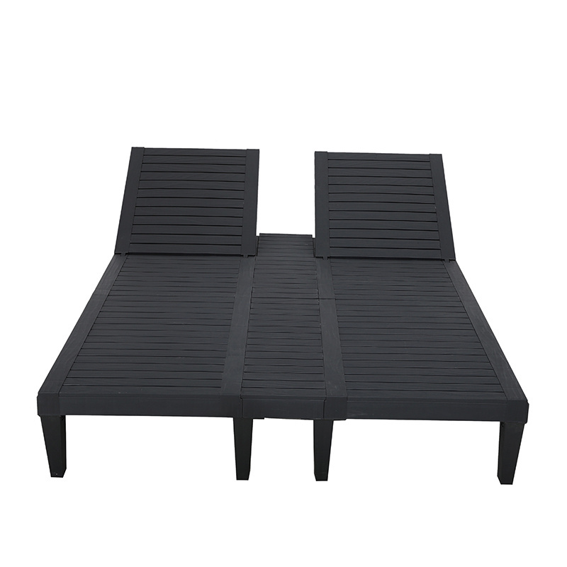 Poolside Patio Sunbed Plastic Double Chaise Longue Chair For Exterieur