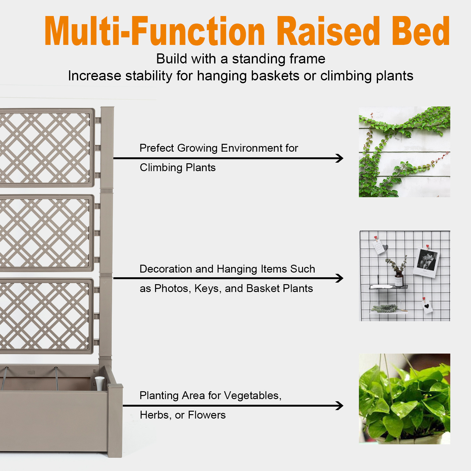 Easy to assemble plastic planting vegetables flower rectangular raised garden bed planter boxes