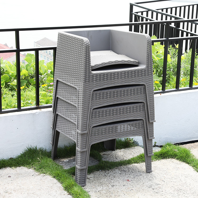 Outdoor Furniture Adjustable Seat Back Plastic Rattan Garden Arm Chair