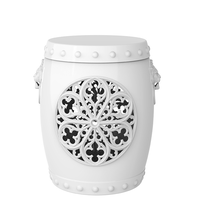 Hot Sell Waterproof Strong White Flower Drum PP Garden Stool