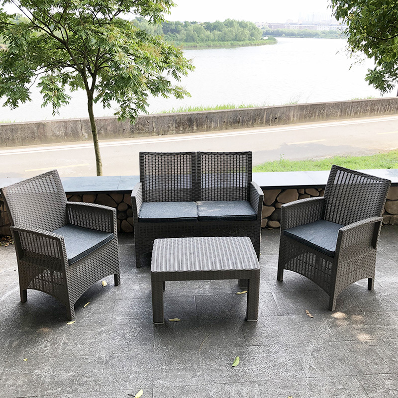 Patio Outdoor Rattan Furniture Wicker Plastic Garden Sofa Set