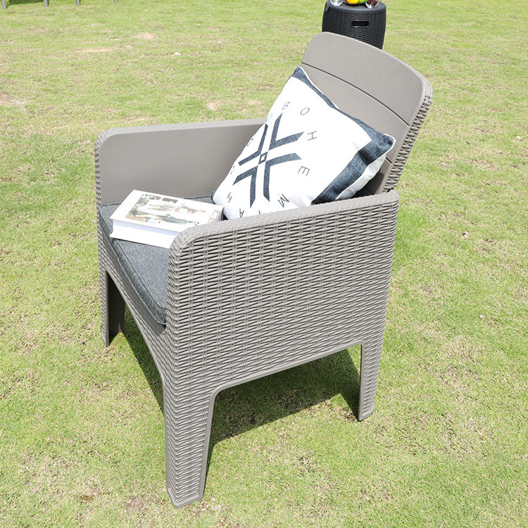 Outdoor Furniture Adjustable Seat Back Plastic Rattan Garden Arm Chair