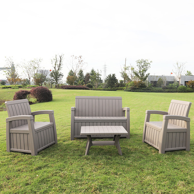 Storage sofa set outdoor patio furniture wood look sofas with curved ergonomic design