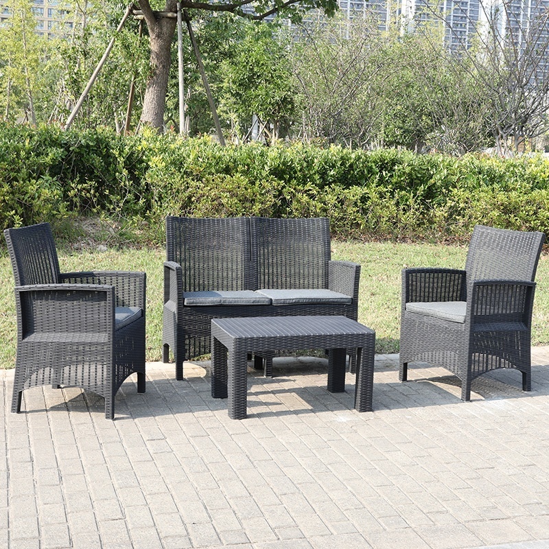 Patio Outdoor Rattan Furniture Wicker Plastic Garden Sofa Set