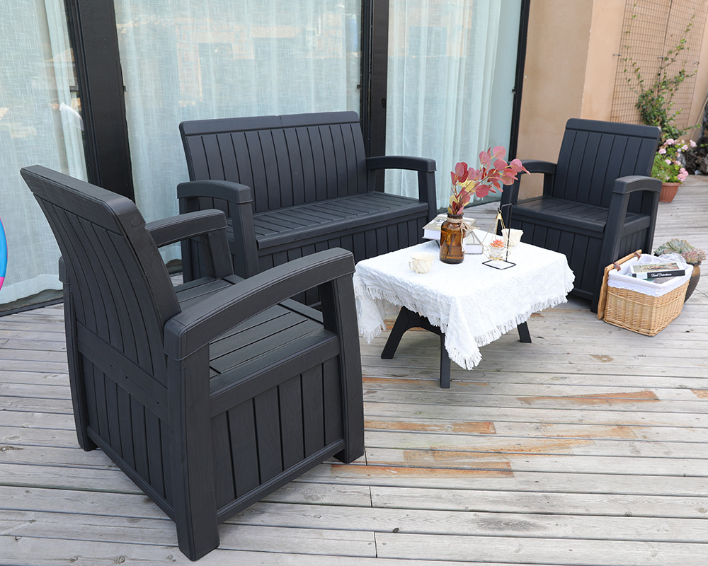 Metal reinforcements lounge sofa set outdoor pool furniture