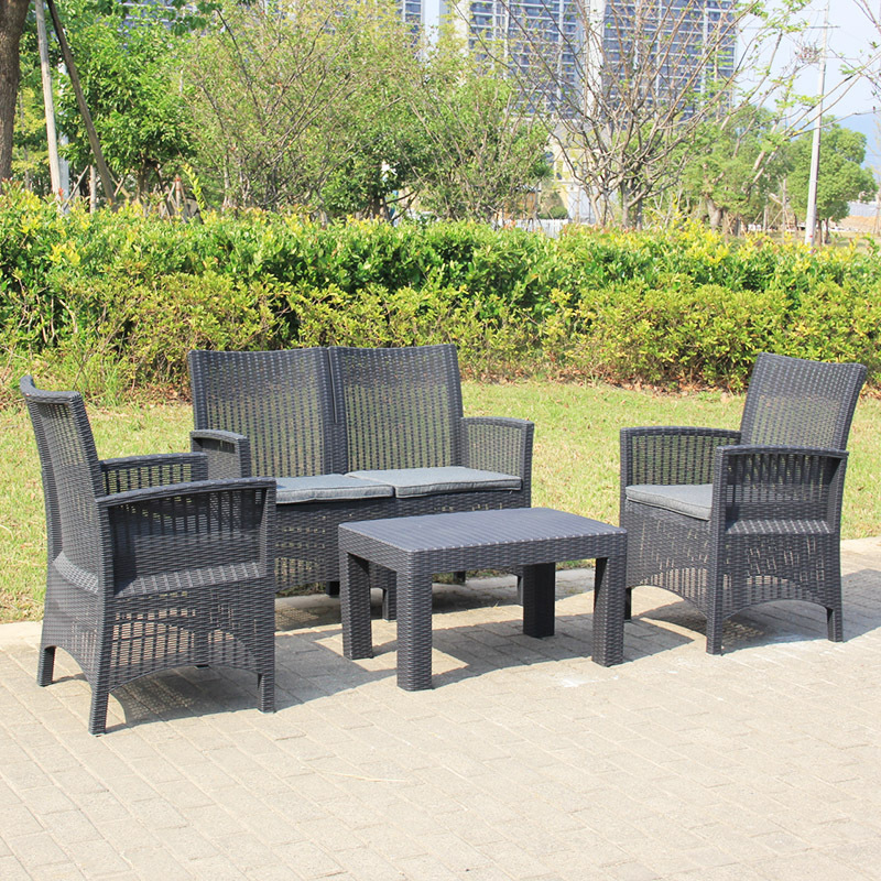 Patio Outdoor Rattan Furniture Wicker Plastic Garden Sofa Set