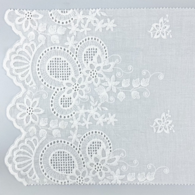 Single border clothing accessories punch edges guipure lace trim embroidery fabric for kids