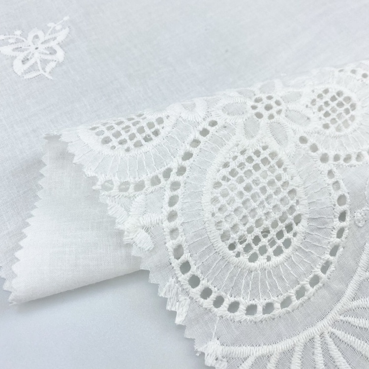 Single border clothing accessories punch edges guipure lace trim embroidery fabric for kids