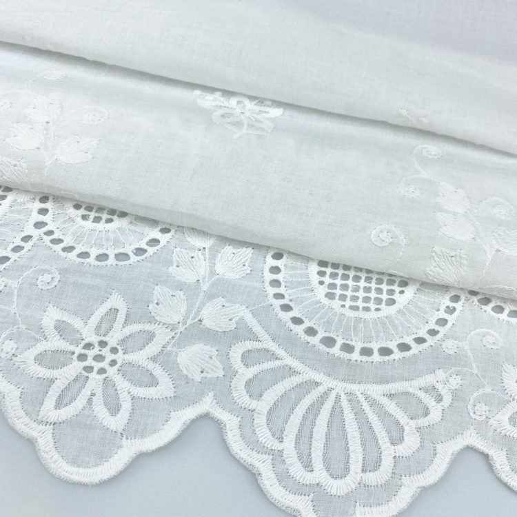 Single border clothing accessories punch edges guipure lace trim embroidery fabric for kids