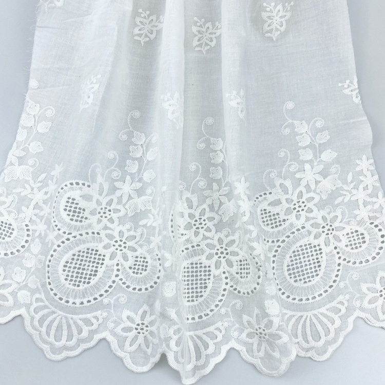 Single border clothing accessories punch edges guipure lace trim embroidery fabric for kids