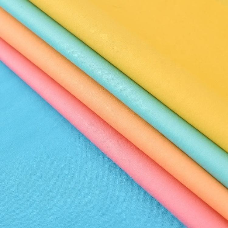 Soft solids dyed plain organic 120gsm 40s quick-dry spandex stretch woven poplin cotton fabric for clothing