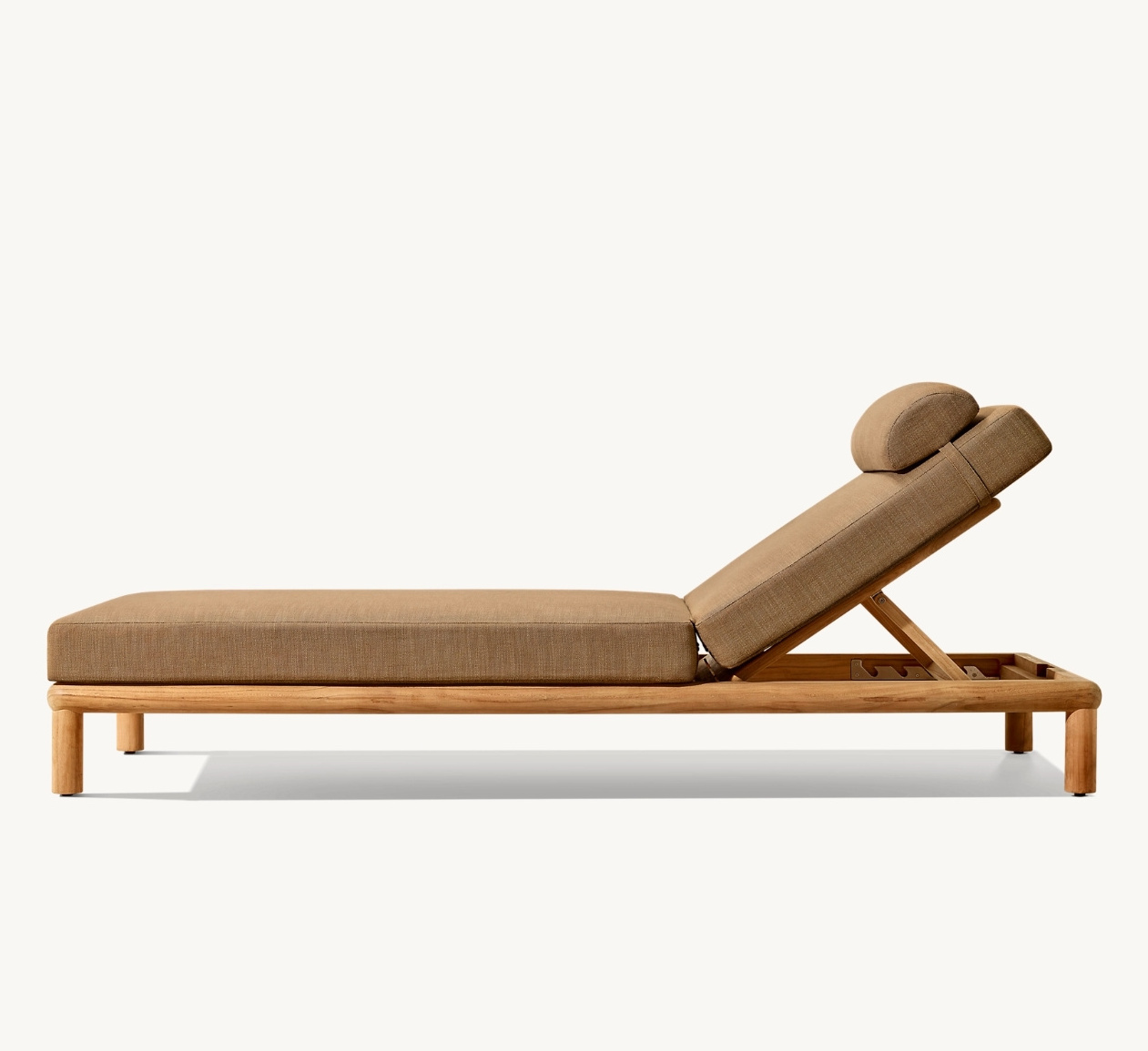 PALMA High end Outdoor Teak Sun Lounger with All Weather Cushion Teak Wood Chaise Lounge for Hotel Resort Project Sunbed