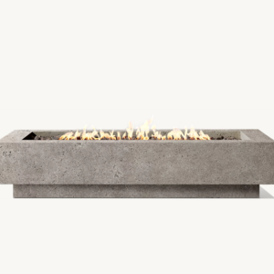 IXTAPA Outdoor Patio Set Reinforced Concrete Fire Pit Natural Gas Propane Ixtaran Rectangular Plinth Fire Table