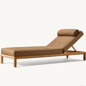 PALMA High end Outdoor Teak Sun Lounger with All Weather Cushion Teak Wood Chaise Lounge for Hotel Resort Project Sunbed