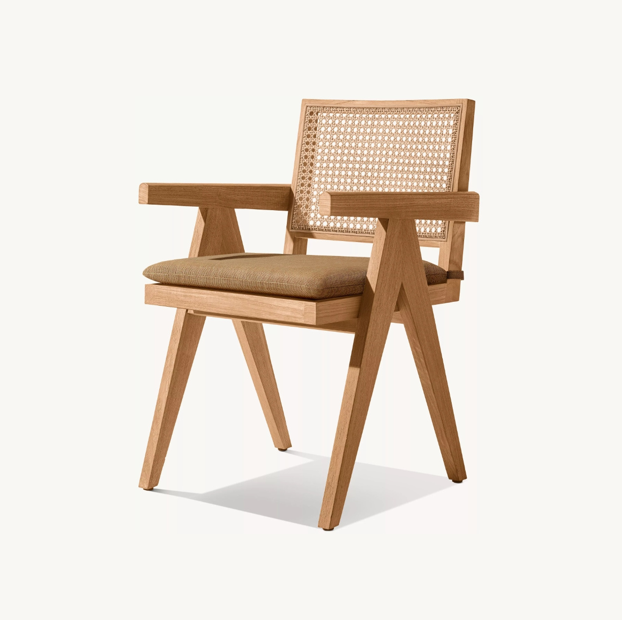 JAKOB CANE Contemporary Style New Designer High End Solid Teak Rope Outdoor Furniture Teak Dining Arm Chair for Hotel Resort