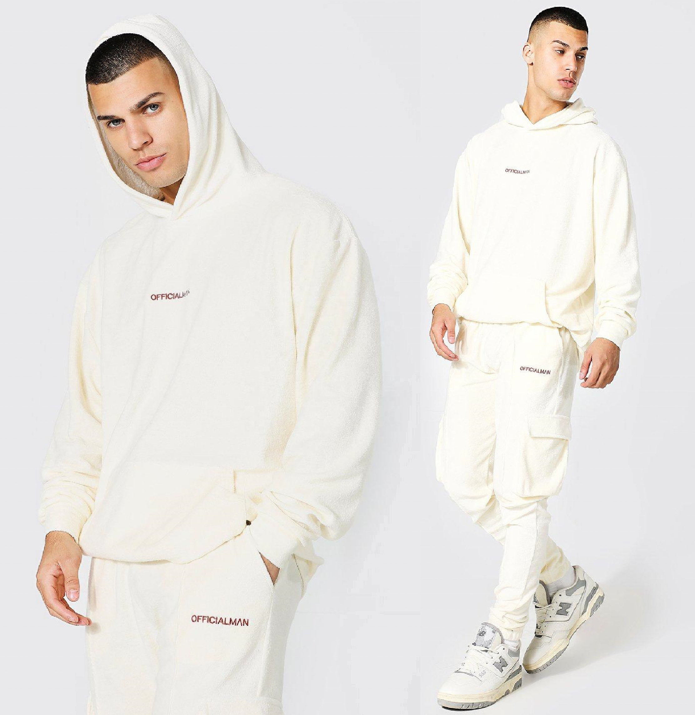 New Arrivals 2022 Latest Design Solid Color 2 Piece Set Men's Oversized Hooded Cargo Tracksuit Pullover Hoodie Sweatsuit For Men