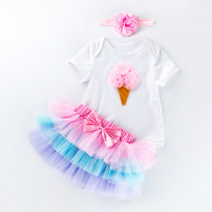 3 PCS Set 95% Cotton 5% Spandex Soft Kids Girl Tutu Dress Baby Tutu Romper