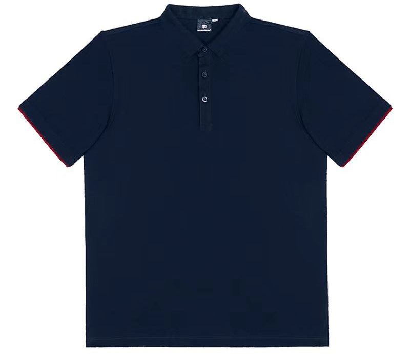 High Quality Color Blocked Short Sleeved Stand Collar Two Tone Embroidered Logo Plain Navy Blue Polo Shirts