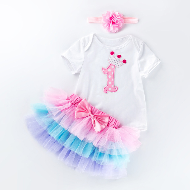 3 PCS Set 95% Cotton 5% Spandex Soft Kids Girl Tutu Dress Baby Tutu Romper