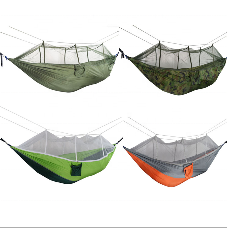 Custom Printing Parachute Double Portable Camping Nylon Hammock With Adjustable Mosquito Net