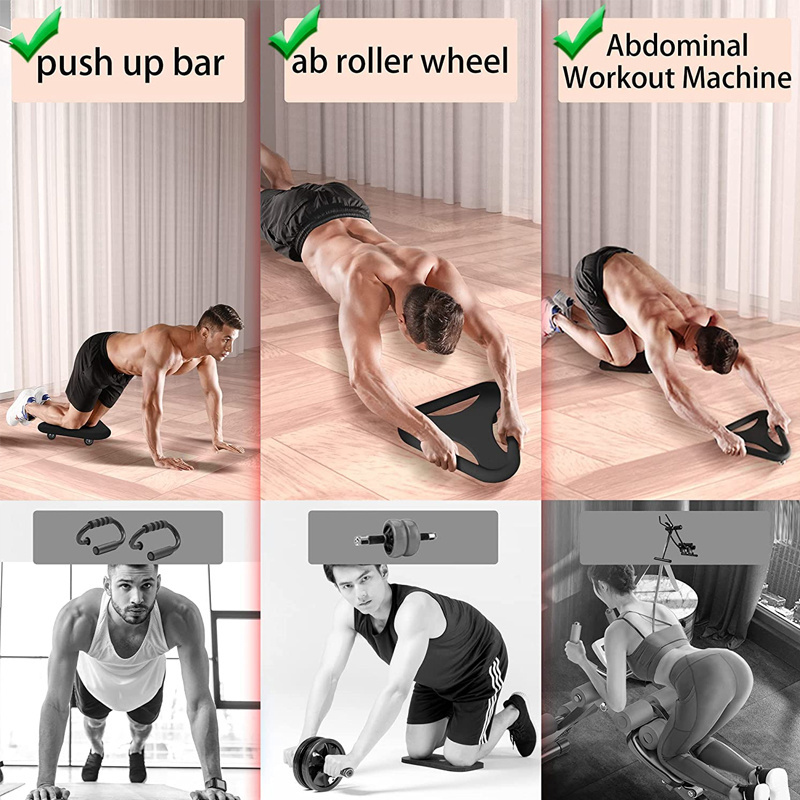 Core Coaster Abdominal muscle abs Trainer Wheel Roller Exercise with Knee Mat