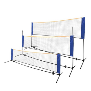 Adjustable Height portable volleyball beach soccer lawn tennis pickleball net set outdoor sport badminton nets pole post stand