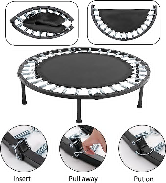 Mini Foldable Rebounder Spring Cover 38inch Small Fitness Trampoline for adult