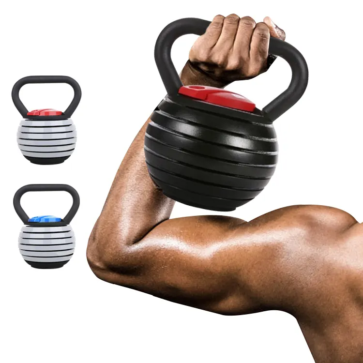 Adjustable Cast Iron kettlebell with 7 weight levels from 10-40 lbs