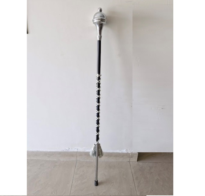 SI - DRUM MAJOR'S MACE/STAVE BLACK WITH SILVER SILK CORD