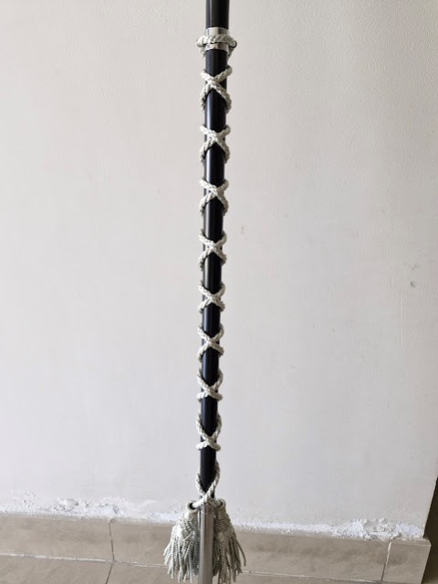 SI - DRUM MAJOR'S MACE/STAVE BLACK WITH SILVER SILK CORD