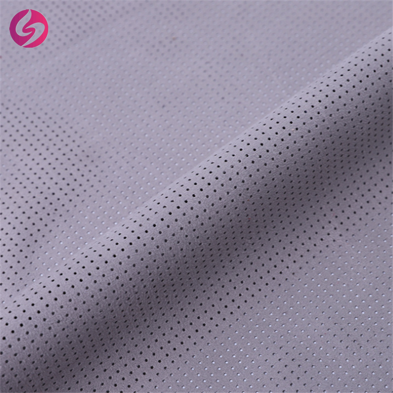 Warp woven brushed perforated microfiber scuba knit fabric coating for shoes suede upholstery fabric perforated fabric