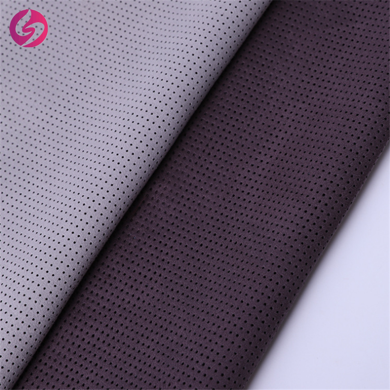 Warp woven brushed perforated microfiber scuba knit fabric coating for shoes suede upholstery fabric perforated fabric