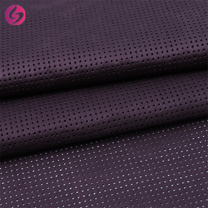 Warp woven brushed perforated microfiber scuba knit fabric coating for shoes suede upholstery fabric perforated fabric