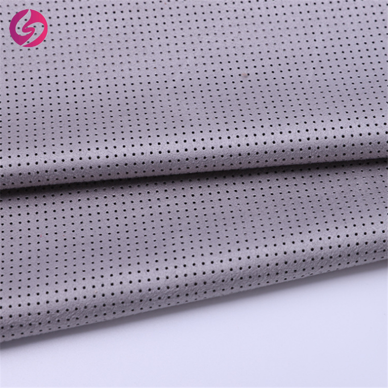 Warp woven brushed perforated microfiber scuba knit fabric coating for shoes suede upholstery fabric perforated fabric