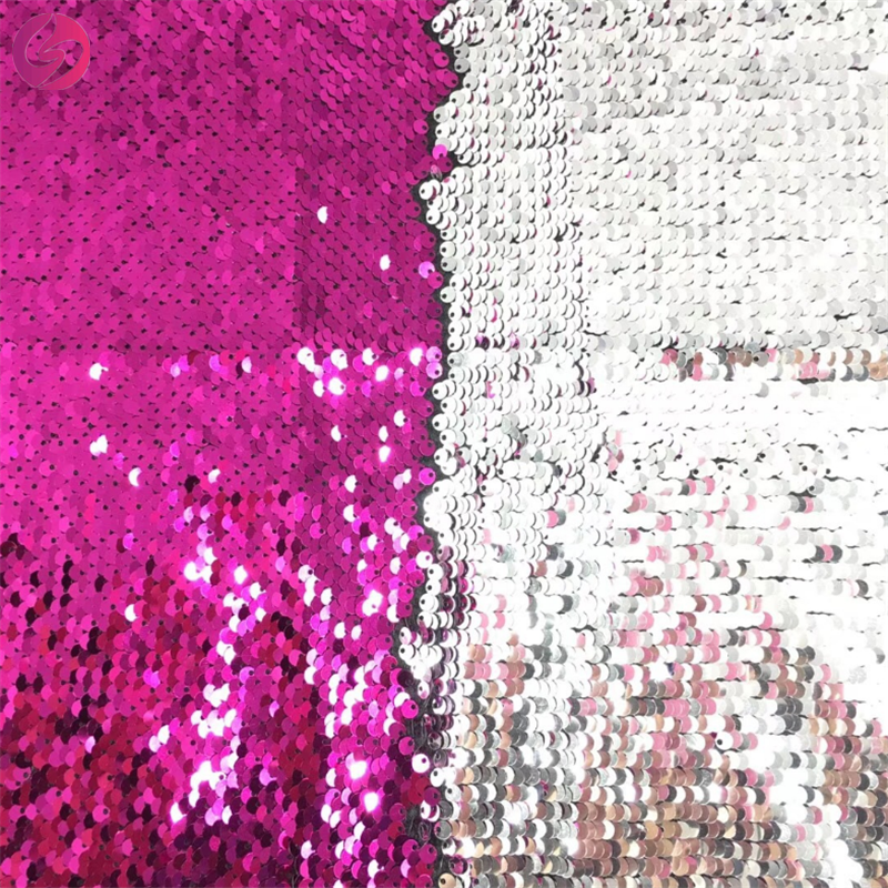 Wholesale sequin fabric in-stock 5mm multicolor fancy reversible lace sequin fabric for dress