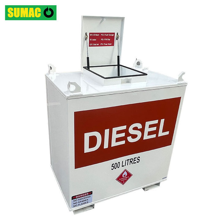 500L Double Walled Carbon Steel Self Bunded Diesel Oil Fuel Storage Tank Gasoline Cube Tank