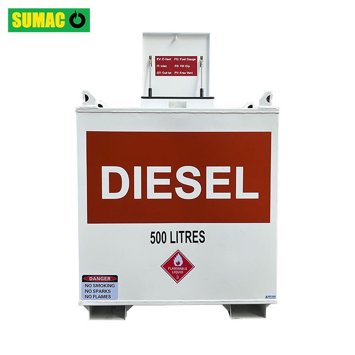 500L Double Walled Carbon Steel Self Bunded Diesel Oil Fuel Storage Tank Gasoline Cube Tank