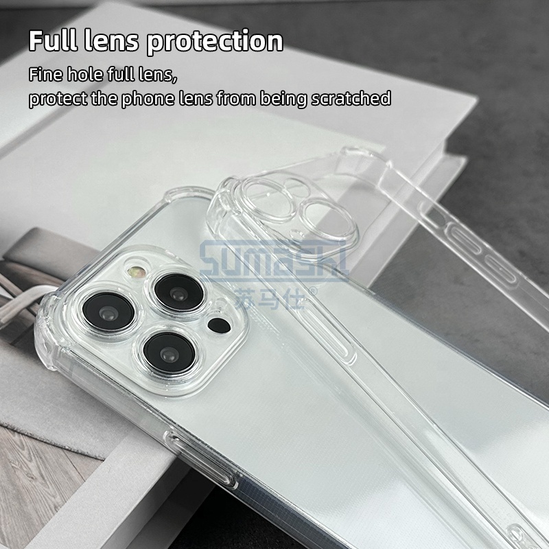 1.5MM slim ultra-thin Transparent Shockproof Bumper tpu Back Cover airbag corner clear tpu bumper phone case for iphone