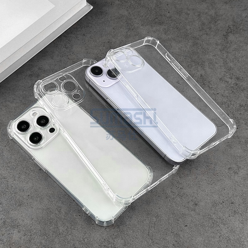 1.5MM slim ultra-thin Transparent Shockproof Bumper tpu Back Cover airbag corner clear tpu bumper phone case for iphone