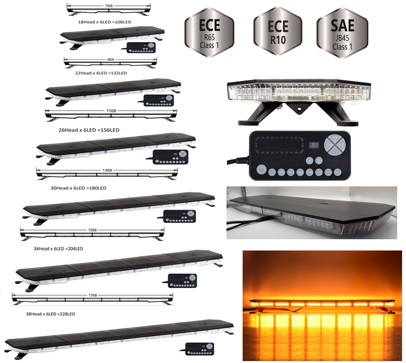 Hot sell SAE/R65 80CM LED warning led light bar strobe revolving led warning lightbar 24v led emergency light bar