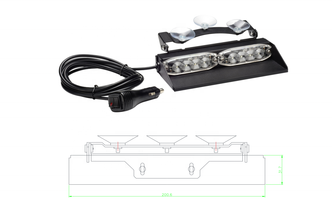 SAE strobe lights for vehicles 12v amber green led warning flashing lights SMBX emergency strobe 8leds dash strobe light