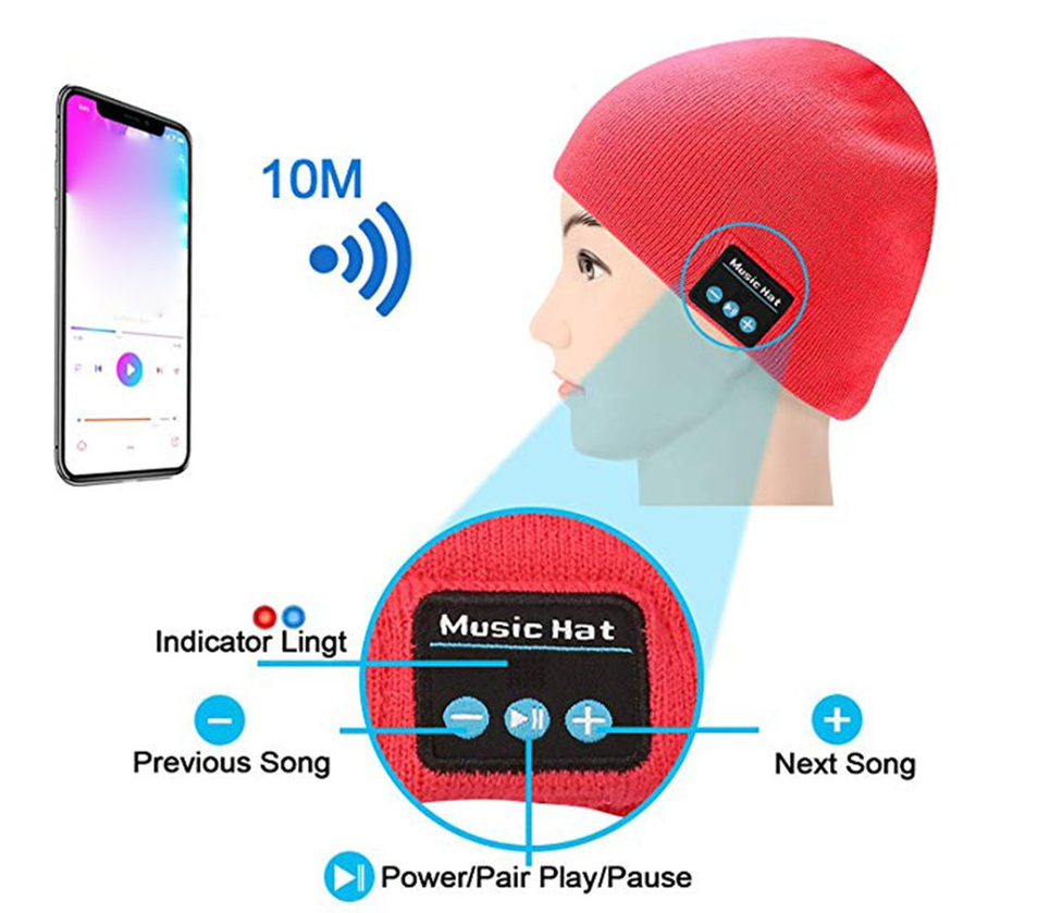 Outdoor Sports Newest Winter Knitted BT Beanie Hat with Headphone smart music hat from China