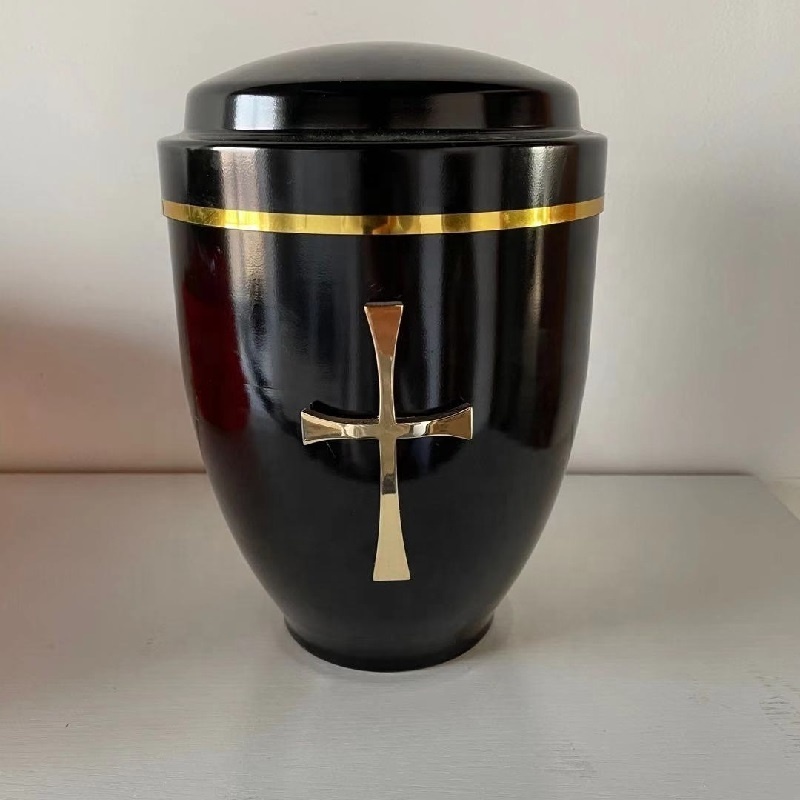 UD02 Funeral metal Urn for cremation ashes with cross