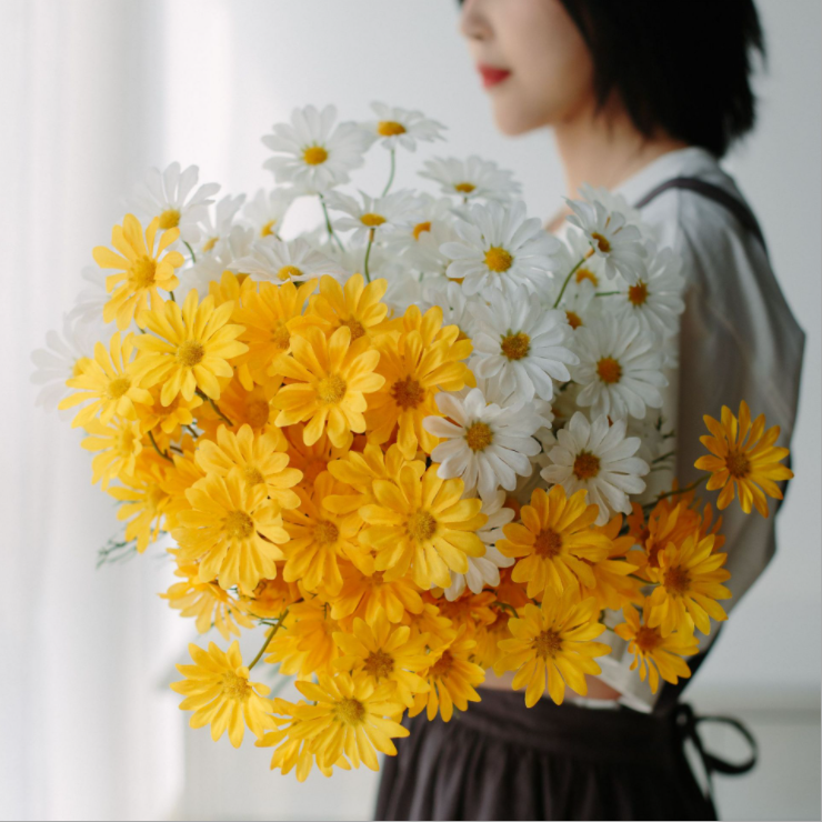 Home Decoration 5-head Simulation Daisy Artificial Flowers Dutch Persian Chrysanthemum Chamomile Wedding Silk flowers