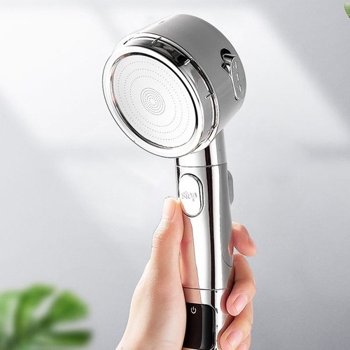 Intelligent Digital Display Showerhead 3 Modes Adjustable Plastic Shower Head Water-Saving Pressure Boosting Spraying Head