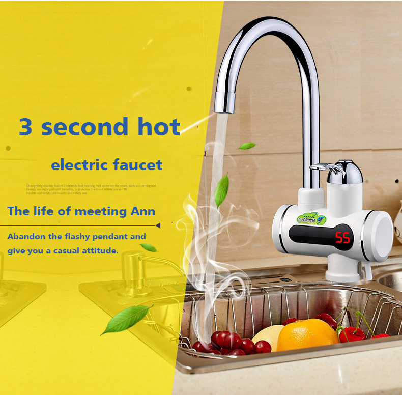 Electric Kitchen Water Heater Tap Instant Hot Water Faucet Heater Cold Heating Faucet Tankless Instantaneous Water Heater