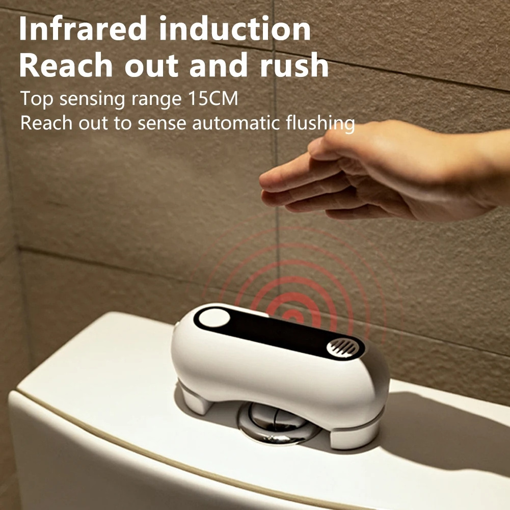 Touchless Toilet Flush Automatic Toilet Flush Button Intelligent Infrared Sensor Waterproof On-Touch Flush Switch Smart Home Kit