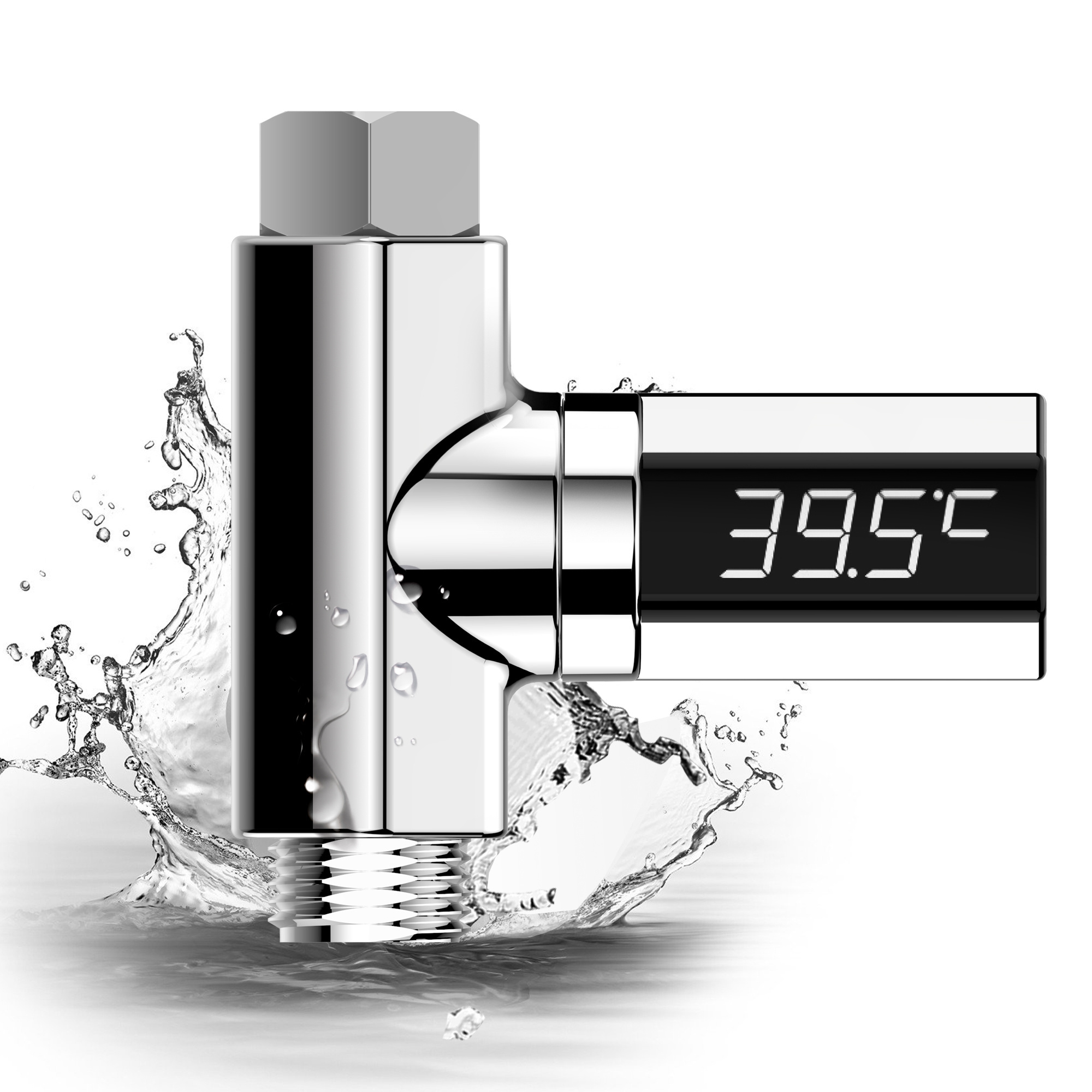 LED Display Home Water Shower Thermometer Flow Self-Generating Electricity Water Temperature Meter Monitor For Baby Care